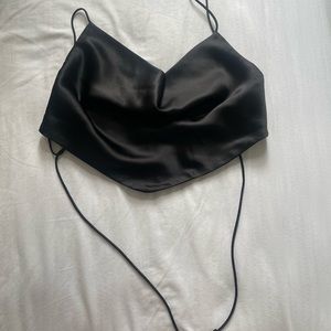 Meshki silk black crop top.